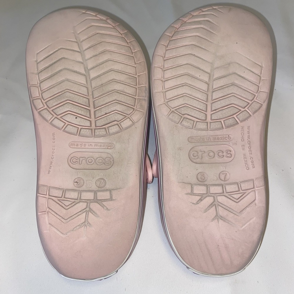 Crocs Crocband Pearl Pink/Wild Orchid White Clog Slip‎ On W7 - Picture 8 of 10